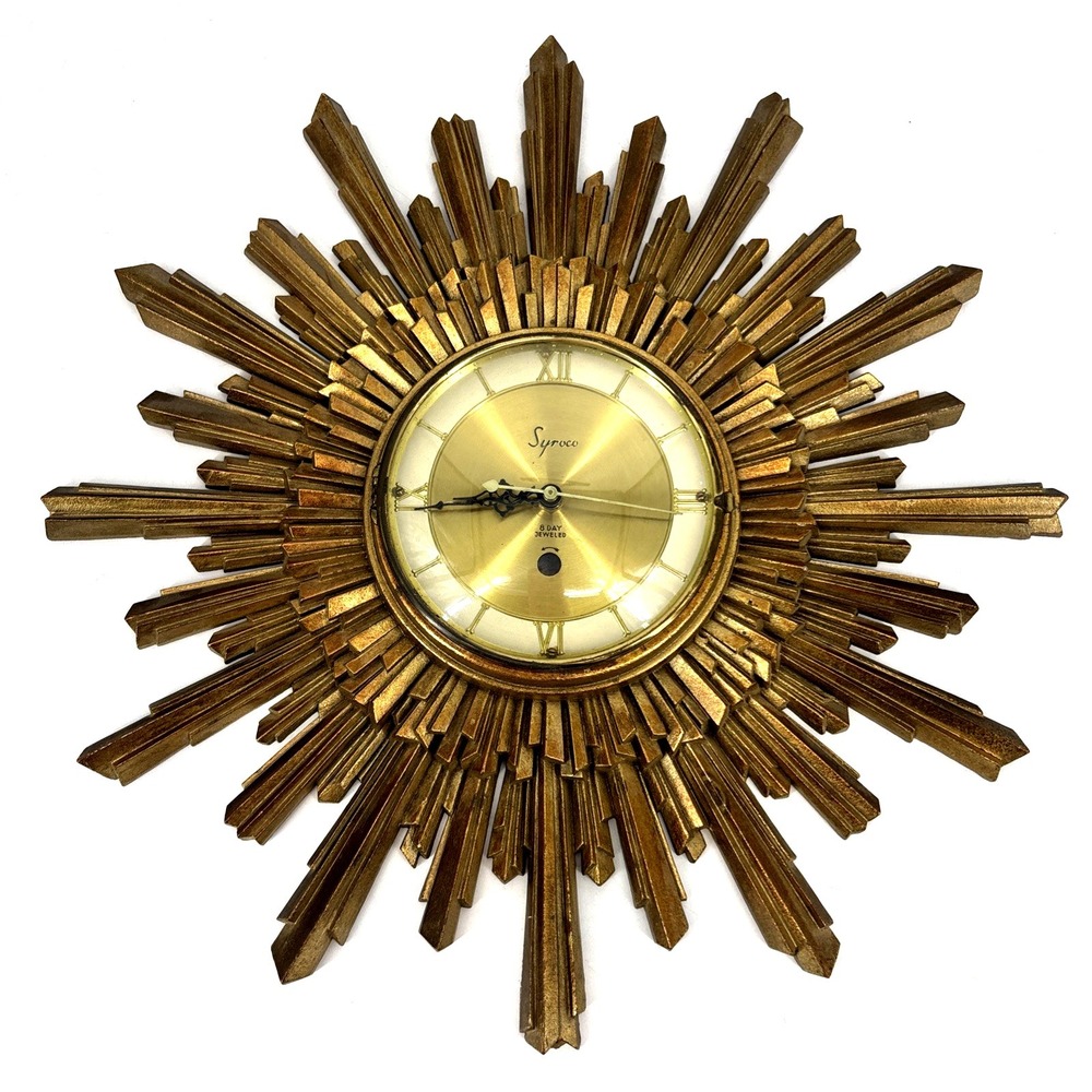 Vintage 16" Syroco Atomic Starburst Clock Battery Operated Works! Midcentury